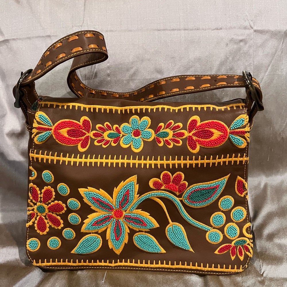 Isabella Fiore beaded  leather handbag